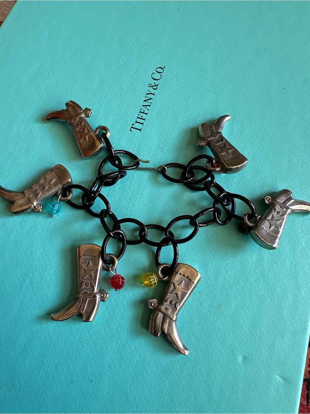 Vintage 1940s Cowboy Boot Charm Western Bracelet